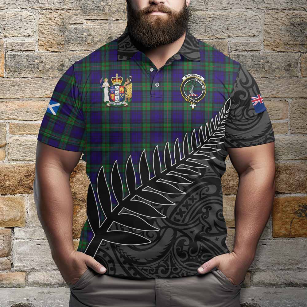 MacKinlay (McKinlay) Crest Tartan Polo Shirt with New Zealand Silver Fern Half Style