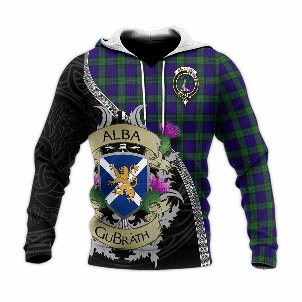 Tartan Vibes Clothing MacKinlay (McKinlay) Tartan Family Crest Knitted Hoodie Lion Rampant Royal Thistle Shield Celtic Inspired