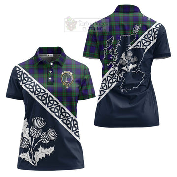 Tartan Vibes Clothing MacKinlay (McKinlay) Tartan Women's Polo Shirt Featuring Thistle and Scotland Map