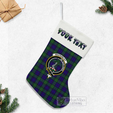 Tartan Vibes Clothing MacKinlay (McKinlay) Tartan Family Crest Christmas Stocking with Personalized Text