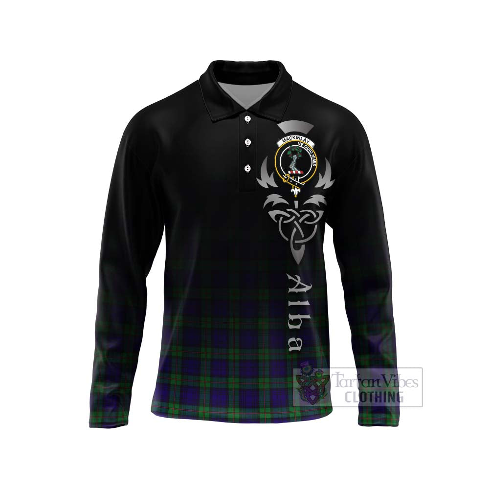 Tartan Vibes Clothing MacKinlay (McKinlay) Tartan Long Sleeve Polo Shirt Featuring Alba Gu Brath Family Crest Celtic Inspired