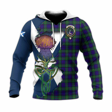 Tartan Vibes Clothing MacKinlay (McKinlay) Tartan Family Crest Knitted Hoodie Scottish Thistle Celtic Inspired