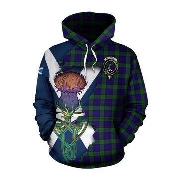 Tartan Vibes Clothing MacKinlay (McKinlay) Tartan Family Crest Cotton Hoodie Scottish Thistle Celtic Inspired