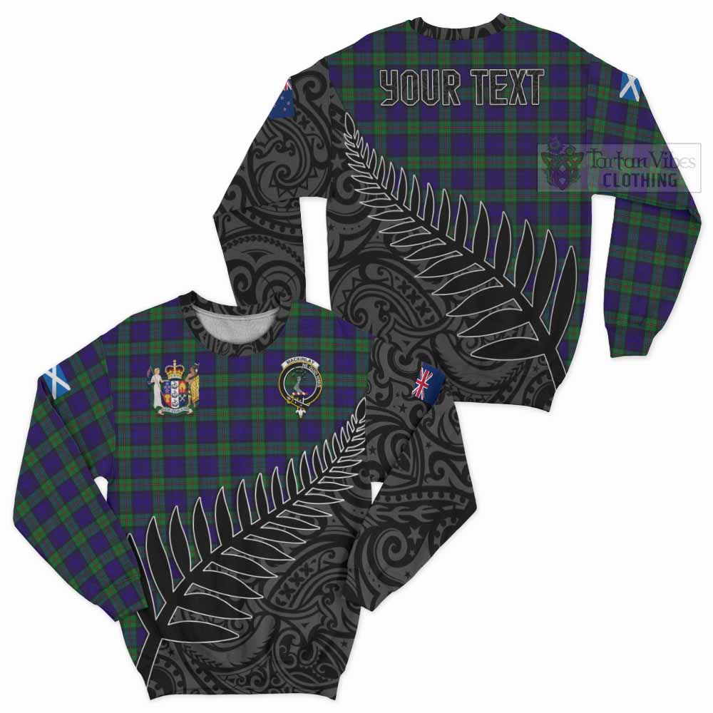 Tartan Vibes Clothing MacKinlay (McKinlay) Crest Tartan Sweatshirt with New Zealand Silver Fern Half Style