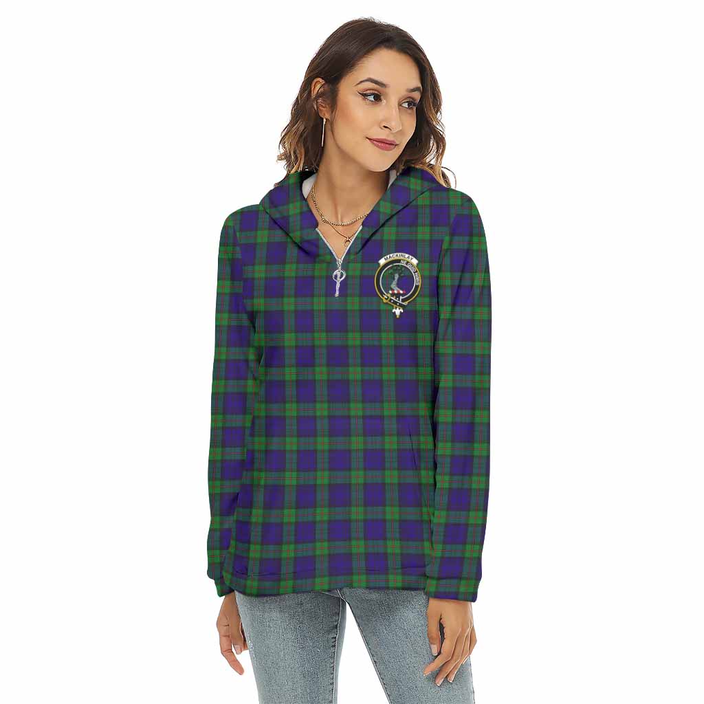 Tartan Vibes Clothing MacKinlay (McKinlay) Tartan Crest Women's Borg  Half Zip Fleece Hoodie