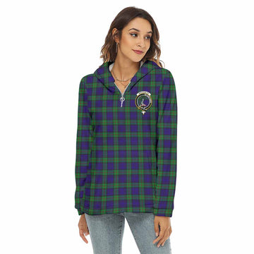 Tartan Vibes Clothing MacKinlay (McKinlay) Tartan Crest Women's Borg  Half Zip Fleece Hoodie
