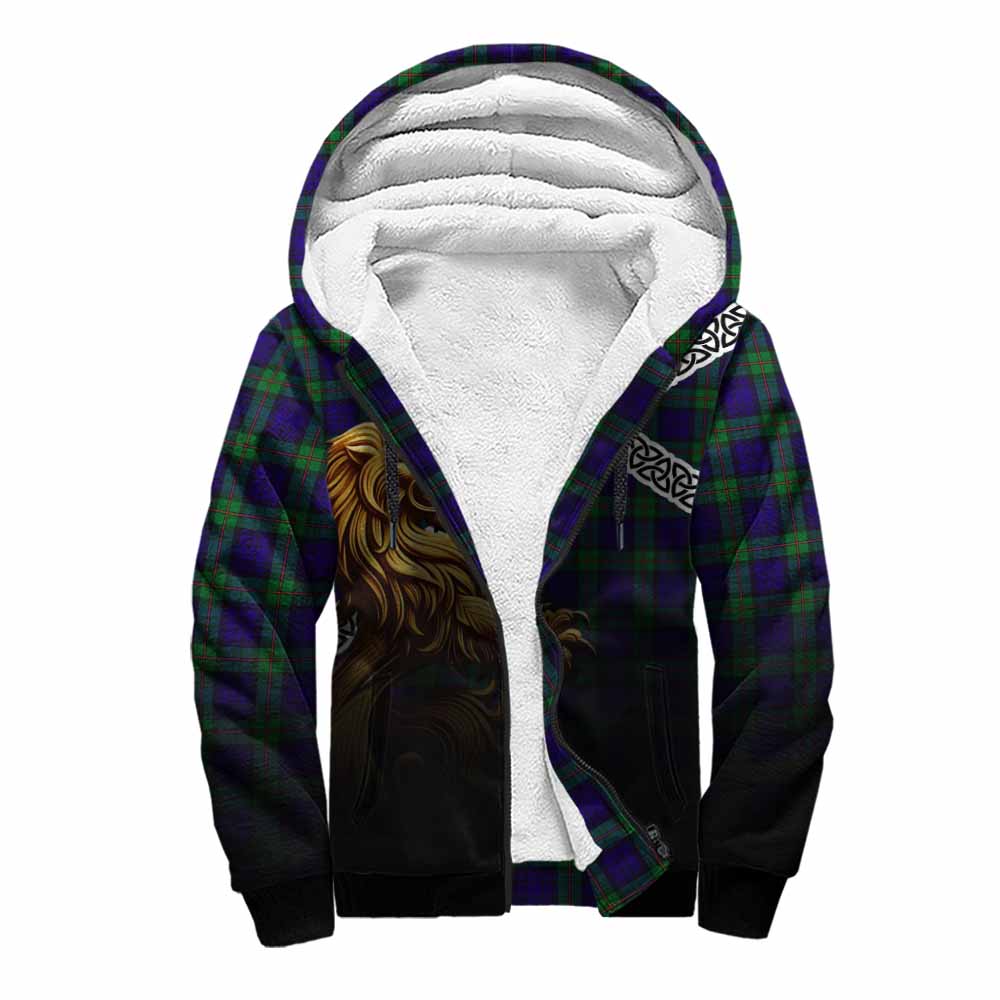 Tartan Vibes Clothing MacKinlay (McKinlay) Crest Tartan Sherpa Hoodie with Golden Lion Emblem Celtic Style