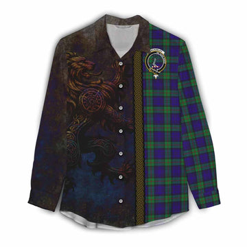 Tartan Vibes Clothing MacKinlay (McKinlay) Tartan Family Crest Women's Casual Shirt Alba Gu Brath Be Brave Lion Ancient Style