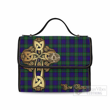 Tartan Vibes Clothing MacKinlay (McKinlay) Tartan Waterproof Canvas Bag Golden Thistle Celtic Cross Style