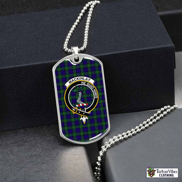 Tartan Vibes Clothing MacKinlay (McKinlay) Tartan Dog Tag Necklace with Family Crest
