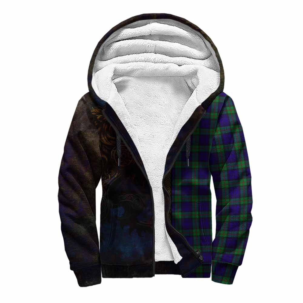 Tartan Vibes Clothing MacKinlay (McKinlay) Tartan Family Crest Sherpa Hoodie Alba Gu Brath Be Brave Lion Ancient Style