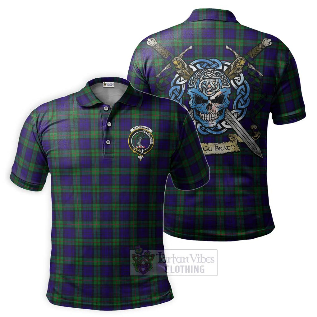 Tartan Vibes Clothing MacKinlay (McKinlay) Tartan Polo Shirt with Family Crest Celtic Skull Style