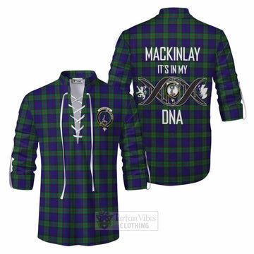 Tartan Vibes Clothing MacKinlay (McKinlay) Tartan Ghillie Kilt Shirt with Family Crest DNA In Me Style