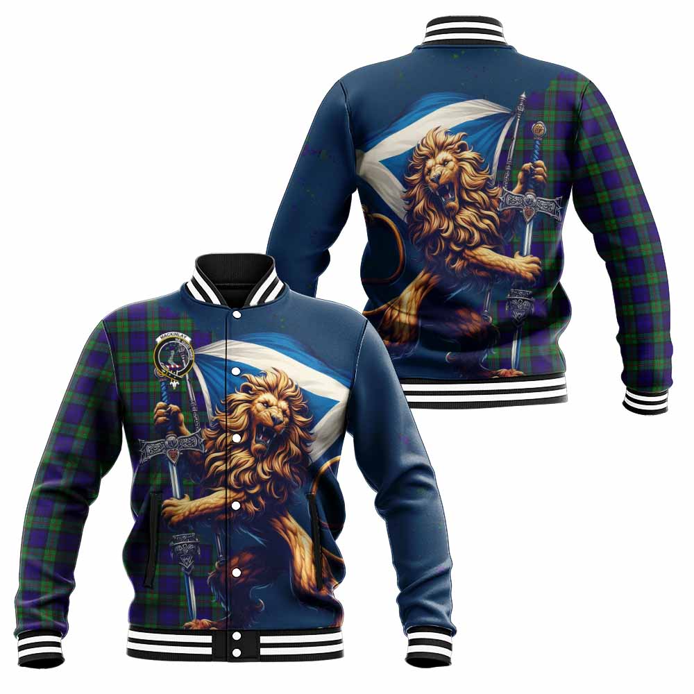 Tartan Vibes Clothing MacKinlay (McKinlay) Tartan Family Crest Baseball Jacket with Scottish Majestic Lion