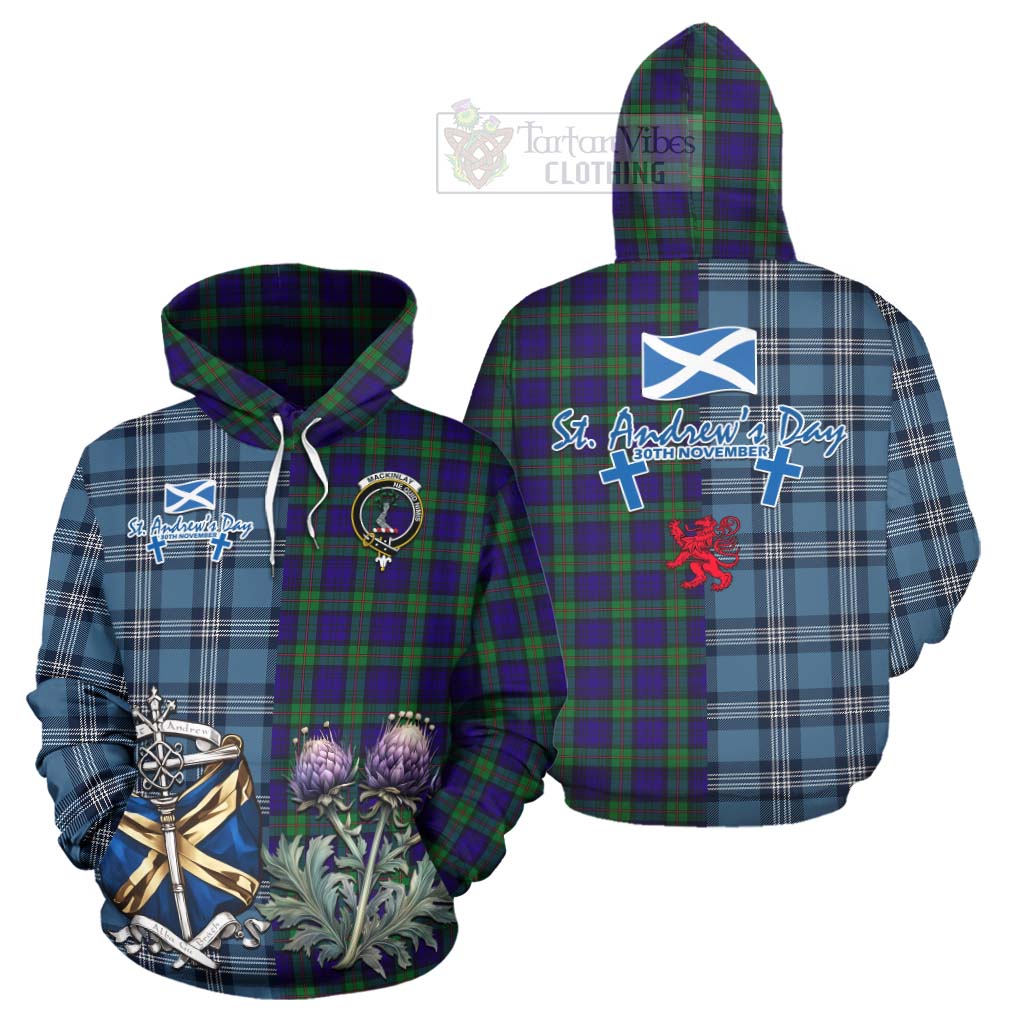 Tartan Vibes Clothing MacKinlay (McKinlay) Tartan Hoodie Happy St. Andrew's Day Half Tartan Style