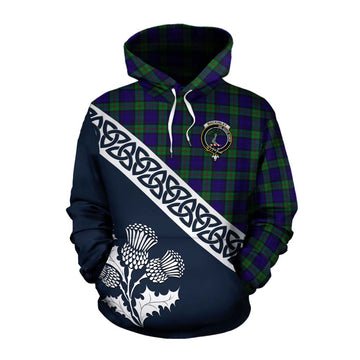 Tartan Vibes Clothing MacKinlay (McKinlay) Tartan Cotton Hoodie Featuring Thistle and Scotland Map