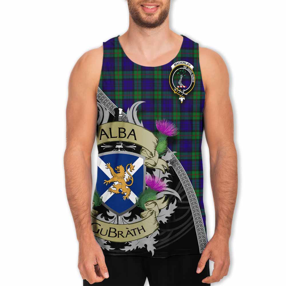 Tartan Vibes Clothing MacKinlay (McKinlay) Tartan Family Crest Men's Tank Top Lion Rampant Royal Thistle Shield Celtic Inspired