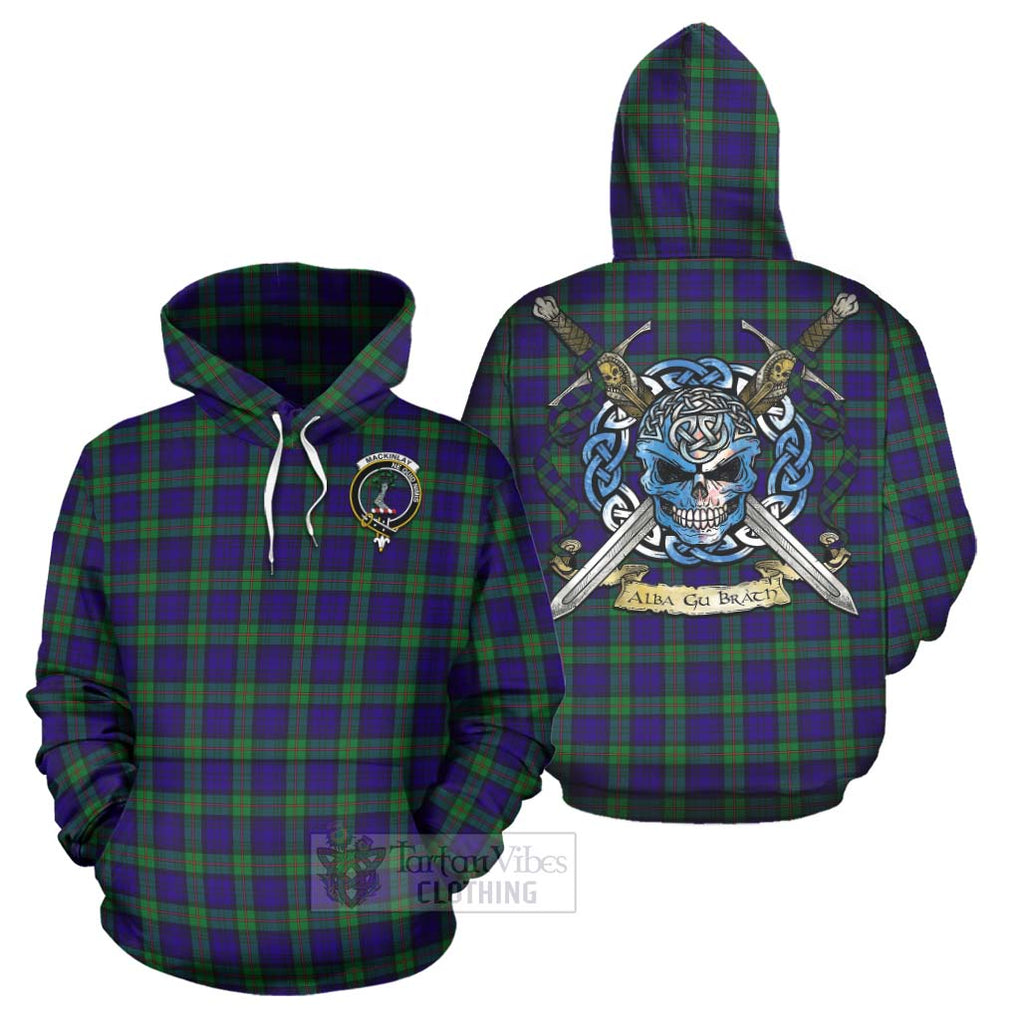 Tartan Vibes Clothing MacKinlay (McKinlay) Tartan Hoodie with Family Crest Celtic Skull Style