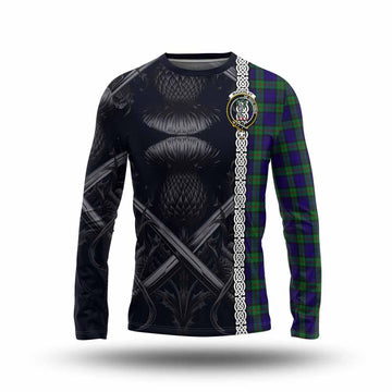 Tartan Vibes Clothing MacKinlay (McKinlay) Tartan Long Sleeve T-Shirt with Family Crest Cross Sword Thistle Celtic Vibes