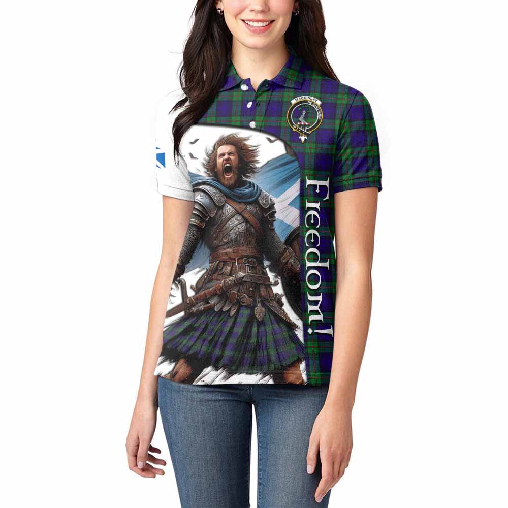 Tartan Vibes Clothing MacKinlay (McKinlay) Crest Tartan Women's Polo Shirt Inspired by the Freedom of Scottish Warrior