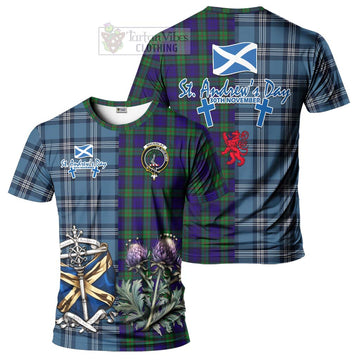 Tartan Vibes Clothing MacKinlay (McKinlay) Tartan T-Shirt Happy St. Andrew's Day Half Tartan Style