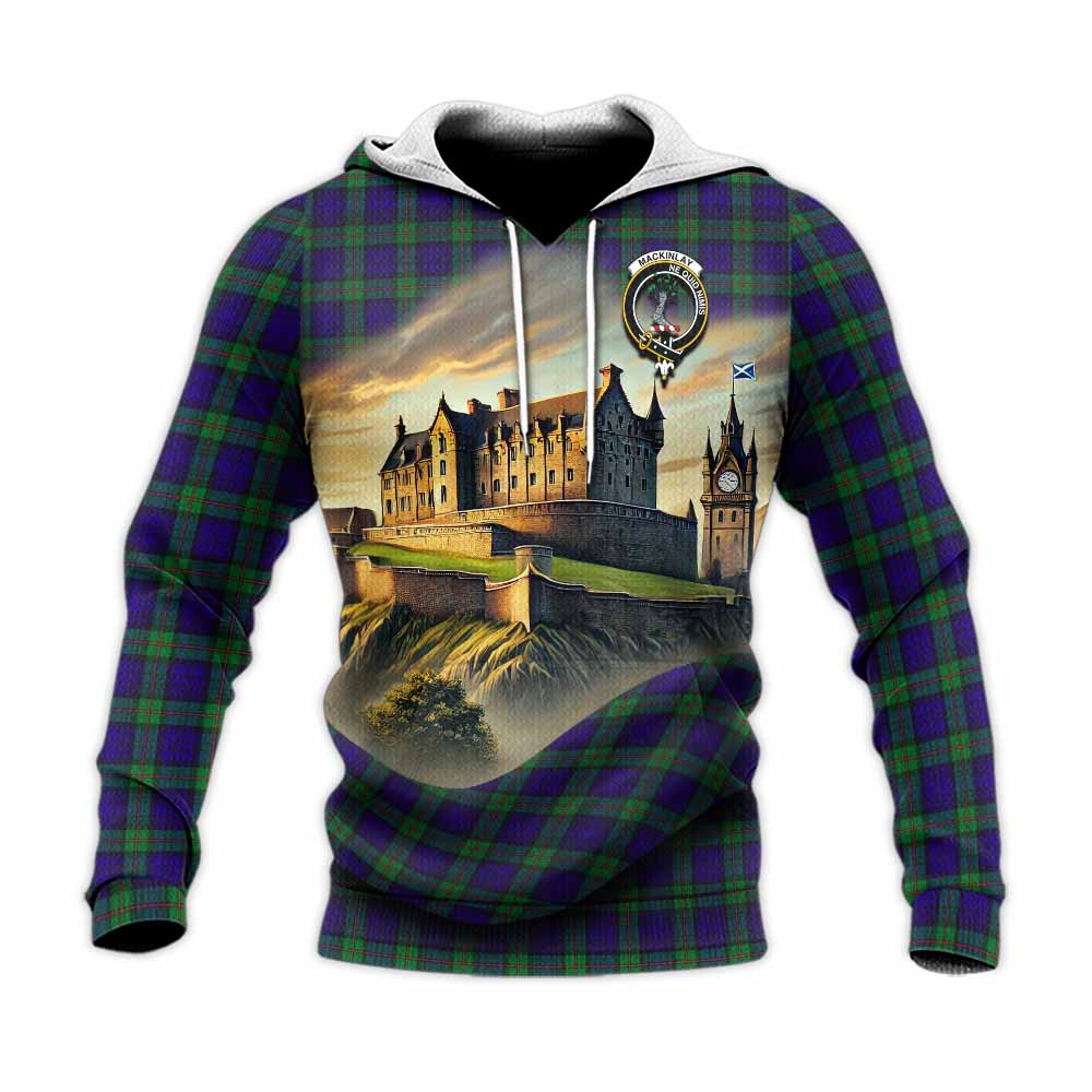 Tartan Vibes Clothing MacKinlay (McKinlay) Tartan Family Crest Knitted Hoodie with Scottish Ancient Castle Style