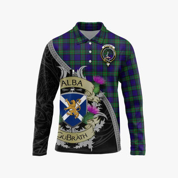 Tartan Vibes Clothing MacKinlay (McKinlay) Tartan Family Crest Long Sleeve Polo Shirt Lion Rampant Royal Thistle Shield Celtic Inspired