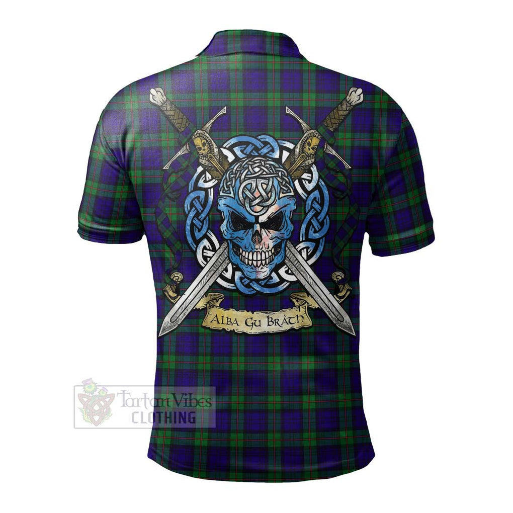 Tartan Vibes Clothing MacKinlay (McKinlay) Tartan Polo Shirt with Family Crest Celtic Skull Style