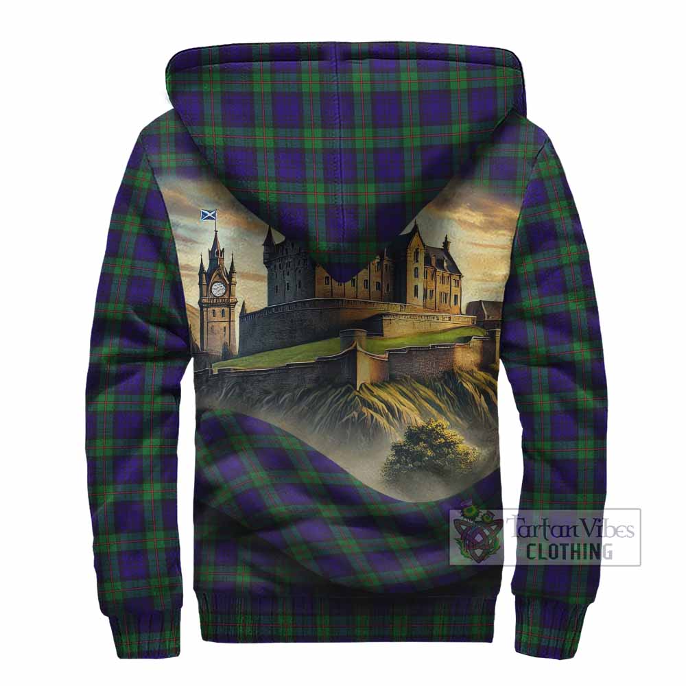 Tartan Vibes Clothing MacKinlay (McKinlay) Tartan Family Crest Sherpa Hoodie with Scottish Ancient Castle Style