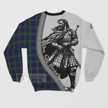 Tartan Vibes Clothing MacKinlay (McKinlay) Tartan Clan Crest Sweatshirt with Highlander Warrior Celtic Style
