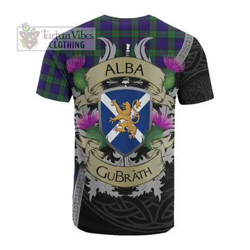 MacKinlay (McKinlay) Tartan Family Crest Cotton T-shirt Lion Rampant Royal Thistle Shield Celtic Inspired