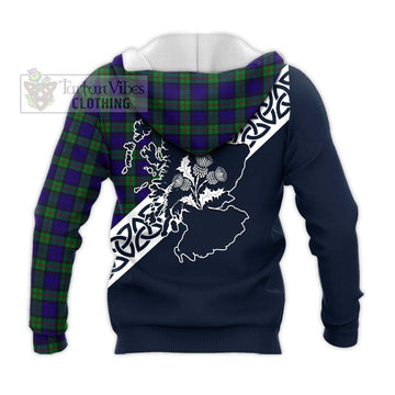 Tartan Vibes Clothing MacKinlay (McKinlay) Tartan Knitted Hoodie Featuring Thistle and Scotland Map