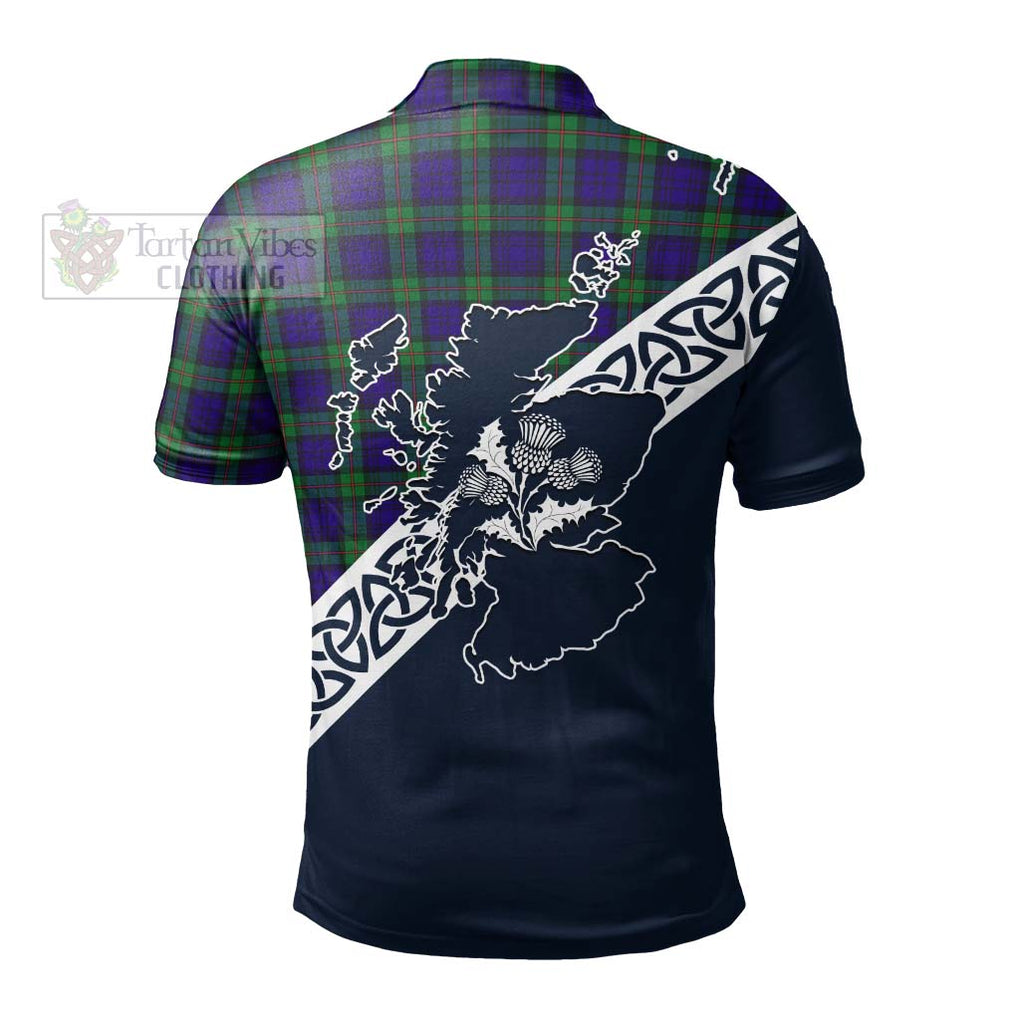 MacKinlay (McKinlay) Tartan Polo Shirt Featuring Thistle and Scotland Map