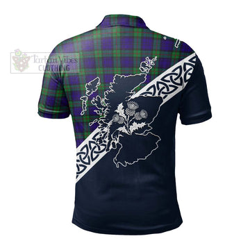 MacKinlay (McKinlay) Tartan Polo Shirt Featuring Thistle and Scotland Map