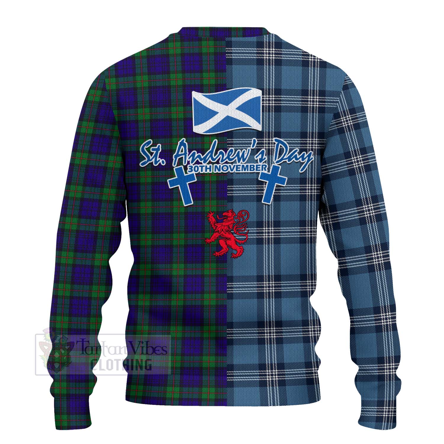 Tartan Vibes Clothing MacKinlay (McKinlay) Tartan Knitted Sweater Happy St. Andrew's Day Half Tartan Style