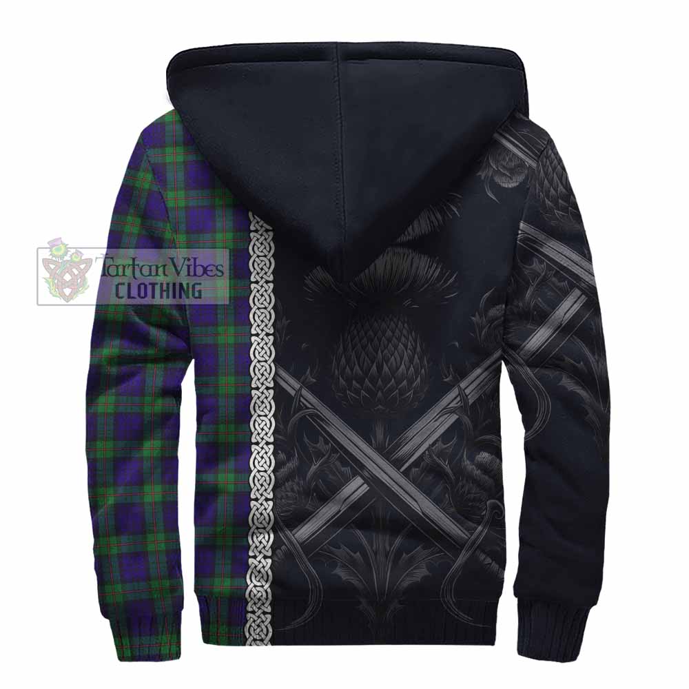 Tartan Vibes Clothing MacKinlay (McKinlay) Tartan Sherpa Hoodie with Family Crest Cross Sword Thistle Celtic Vibes