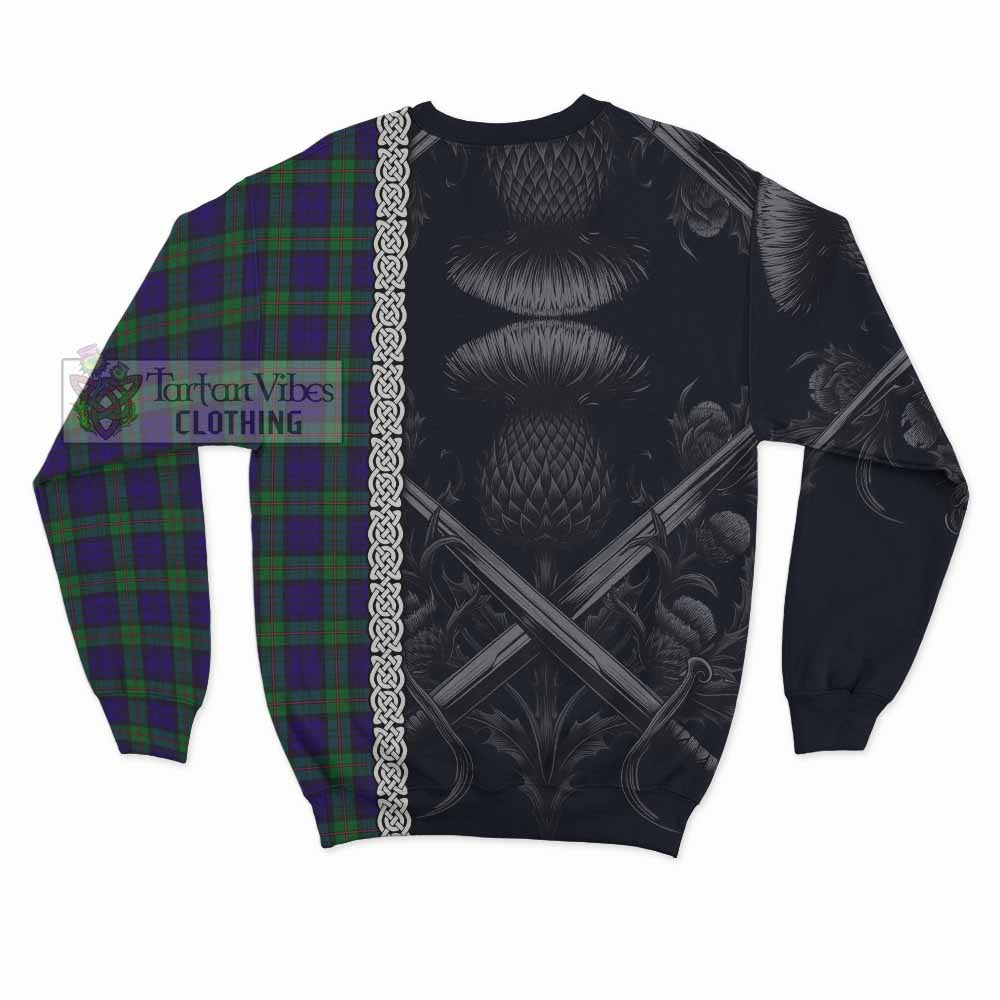 Tartan Vibes Clothing MacKinlay (McKinlay) Tartan Sweatshirt with Family Crest Cross Sword Thistle Celtic Vibes