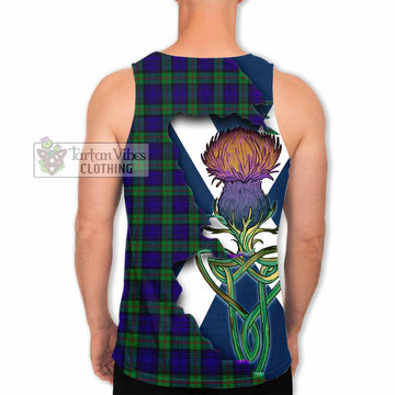 Tartan Vibes Clothing MacKinlay (McKinlay) Tartan Family Crest Men's Tank Top Scottish Thistle Celtic Inspired