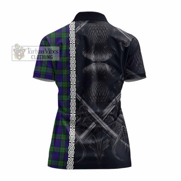 Tartan Vibes Clothing MacKinlay (McKinlay) Tartan Women's Polo Shirt with Family Crest Cross Sword Thistle Celtic Vibes