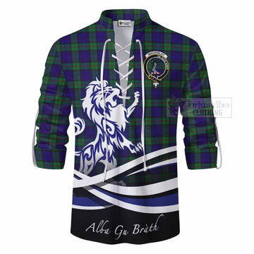Tartan Vibes Clothing MacKinlay (McKinlay) Tartan Ghillie Kilt Shirt with Alba Gu Brath Regal Lion Emblem