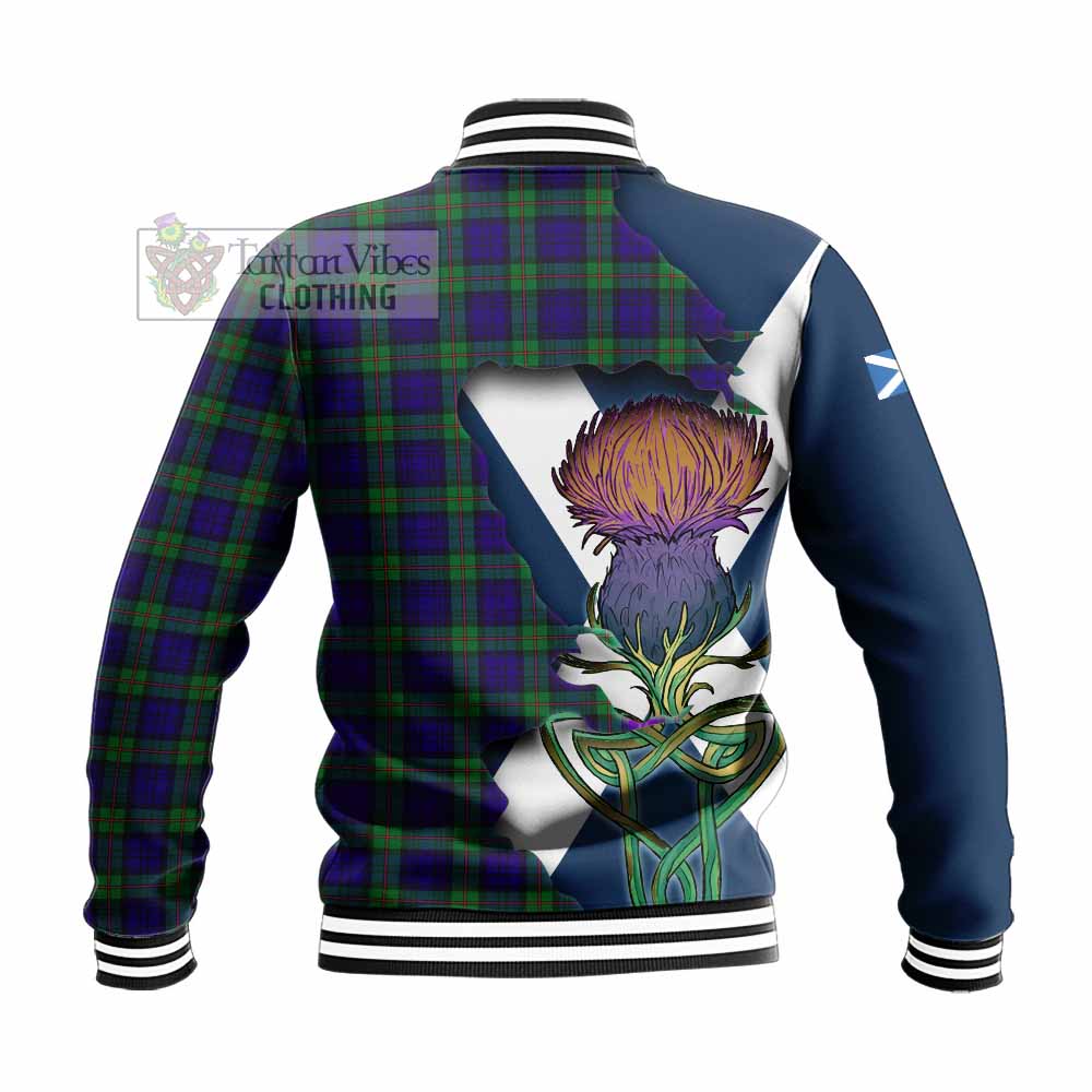 Tartan Vibes Clothing MacKinlay (McKinlay) Tartan Family Crest Baseball Jacket Scottish Thistle Celtic Inspired
