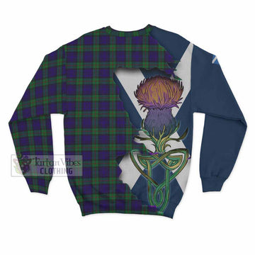 Tartan Vibes Clothing MacKinlay (McKinlay) Tartan Family Crest Sweatshirt Scottish Thistle Celtic Inspired