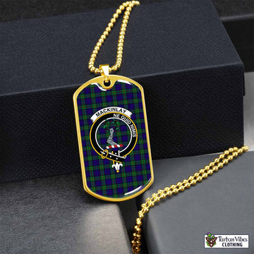 Tartan Vibes Clothing MacKinlay (McKinlay) Tartan Dog Tag Necklace with Family Crest