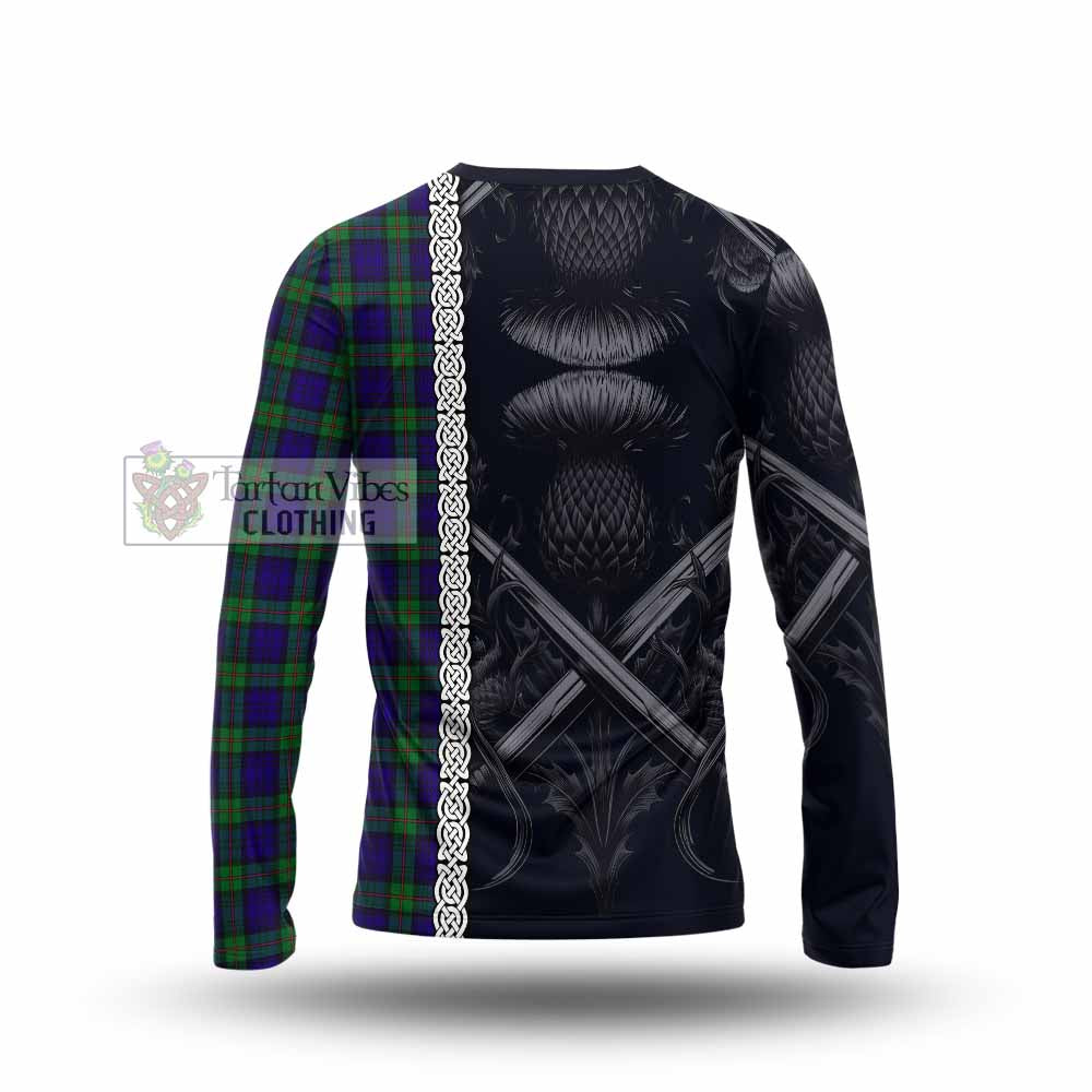 Tartan Vibes Clothing MacKinlay (McKinlay) Tartan Long Sleeve T-Shirt with Family Crest Cross Sword Thistle Celtic Vibes