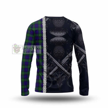 Tartan Vibes Clothing MacKinlay (McKinlay) Tartan Long Sleeve T-Shirt with Family Crest Cross Sword Thistle Celtic Vibes