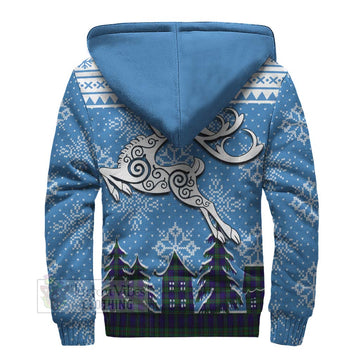 Tartan Vibes Clothing MacKinlay (McKinlay) Clan Christmas Sherpa Hoodie Celtic Reindeer Style