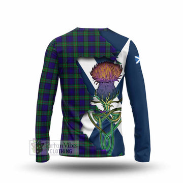 Tartan Vibes Clothing MacKinlay (McKinlay) Tartan Family Crest Long Sleeve T-Shirt Scottish Thistle Celtic Inspired