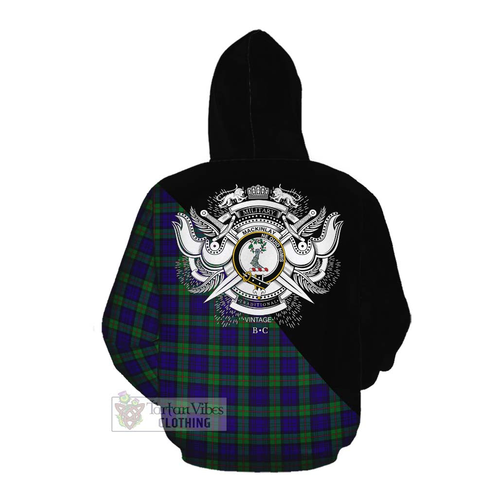 Tartan Vibes Clothing MacKinlay (McKinlay) Tartan Cotton Hoodie with Family Crest and Military Logo Style