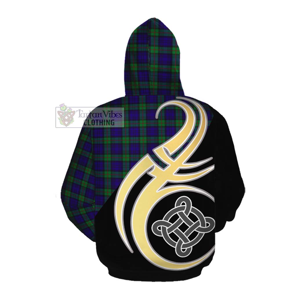 Tartan Vibes Clothing MacKinlay (McKinlay) Tartan Cotton Hoodie with Family Crest and Celtic Symbol Style