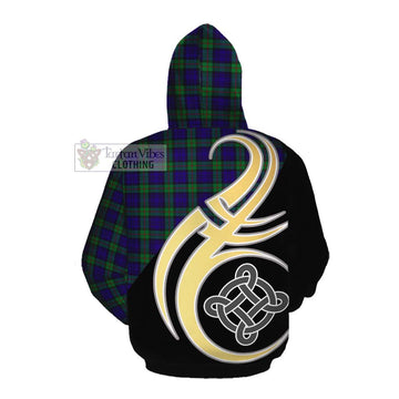 Tartan Vibes Clothing MacKinlay (McKinlay) Tartan Cotton Hoodie with Family Crest and Celtic Symbol Style